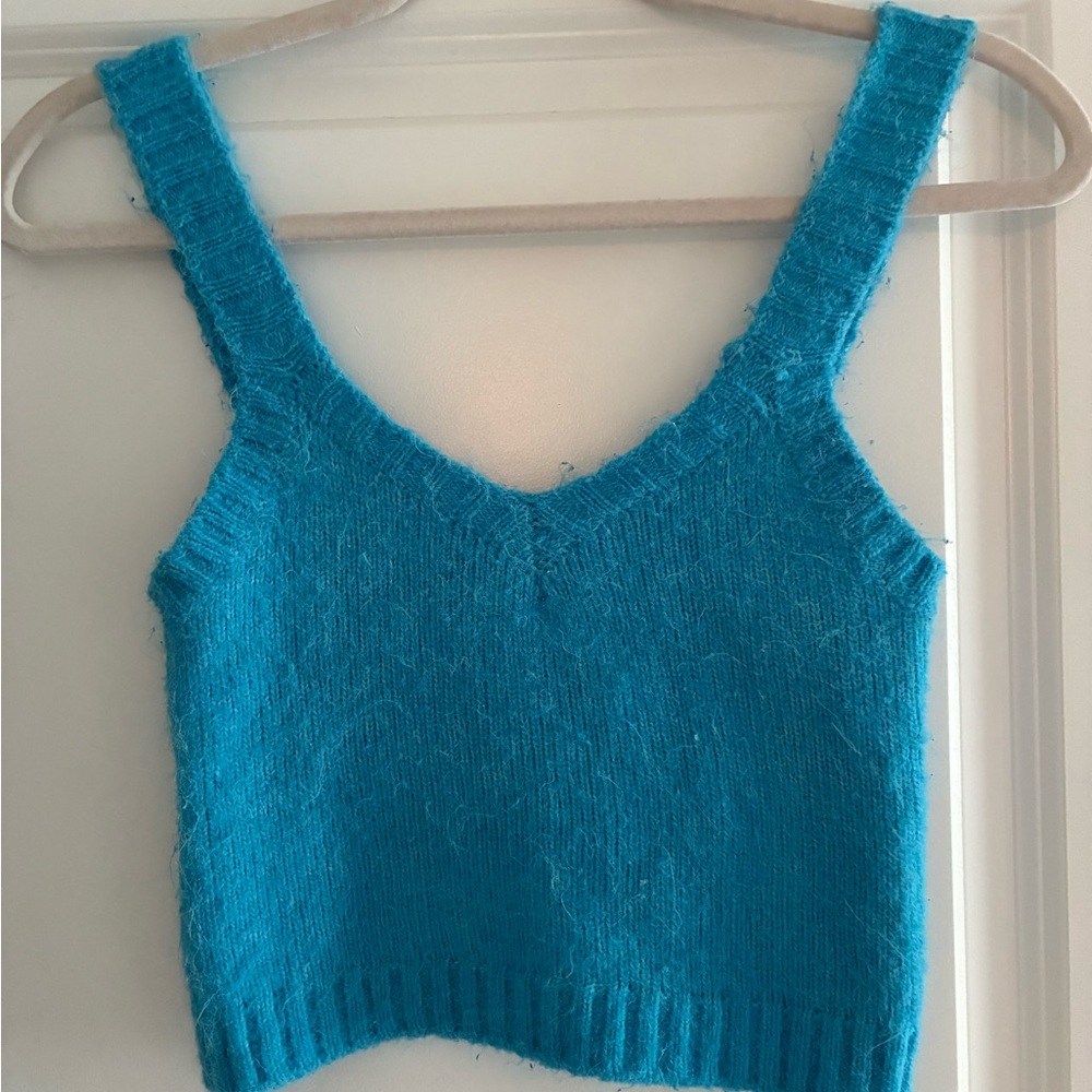 Zara Blue Sweater Crop Tank Top